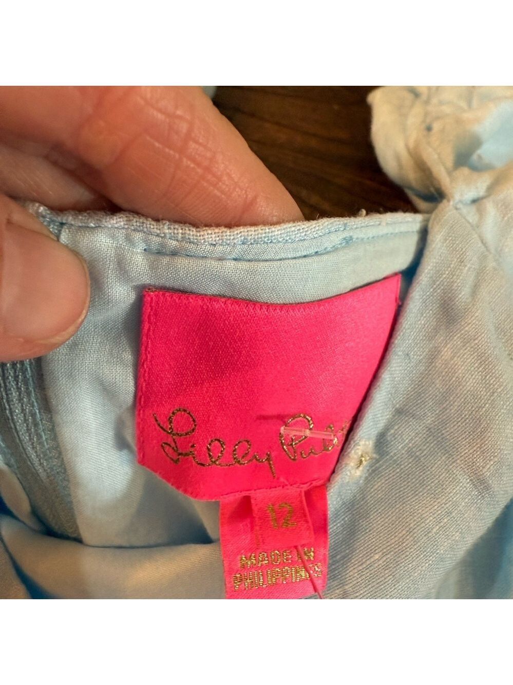 Lilly Pulitzer Kylanne Embroidered Linen Mini Dress Baby Blue Cutout Size 12 NWT - Picture 9 of 10